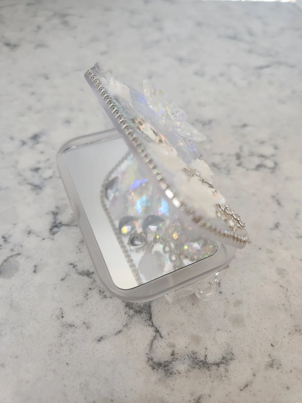 Blue Crystal Floral Phone Clip